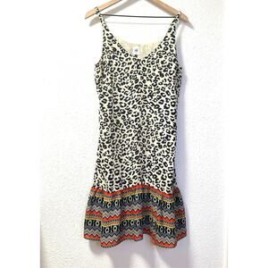 CAbi slip dress, patchwork, a line, safari, leopard, cheetah print